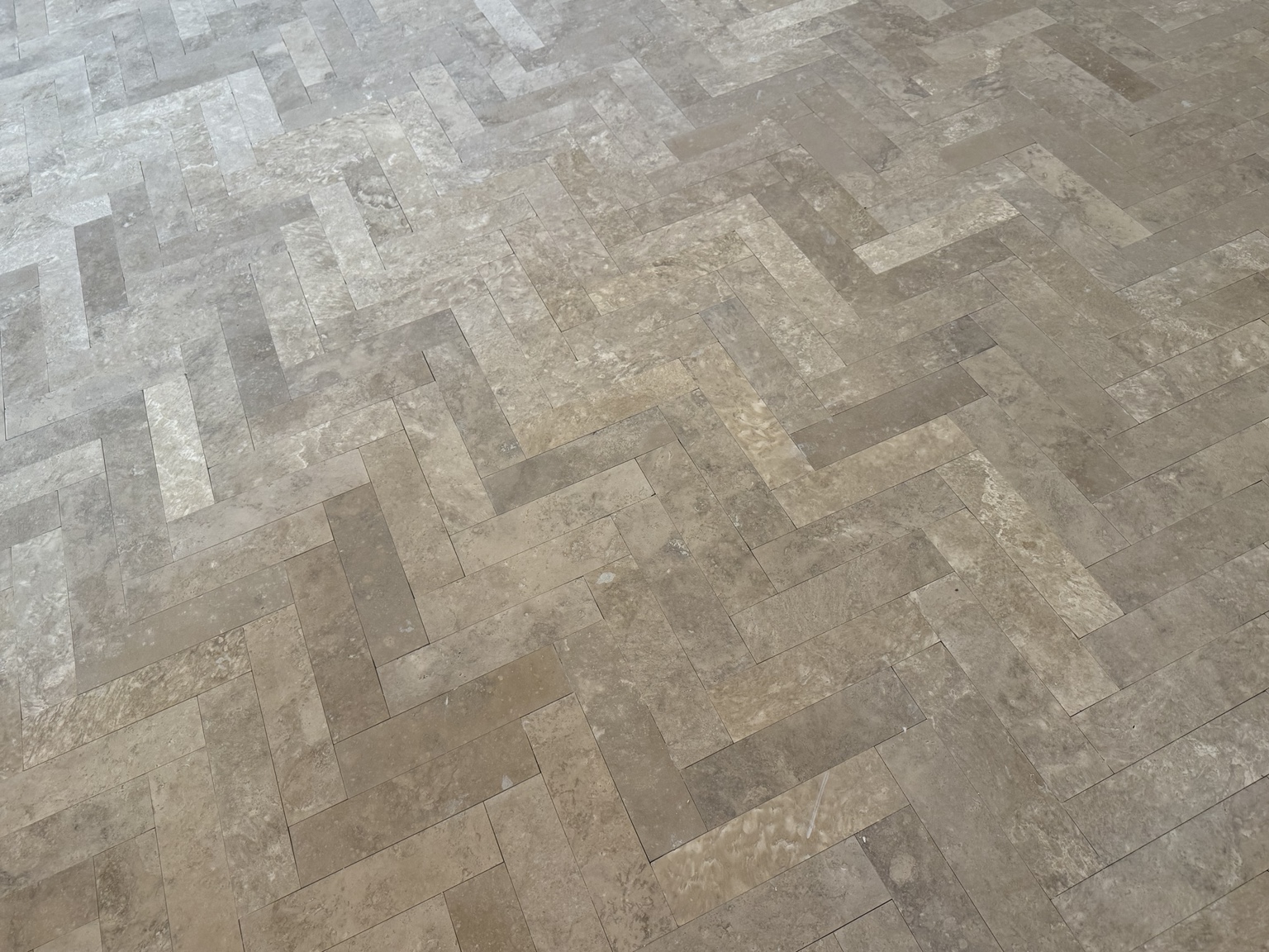 Herringbone tile floor